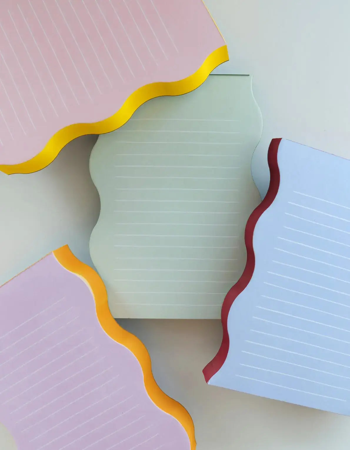 Wavy Shaped Notepad | Blue + Cranberry Edge