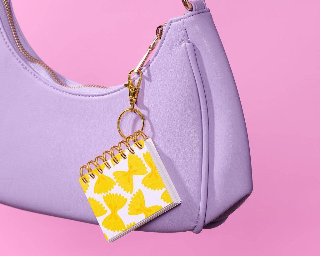 Letterpress Mini Notebook Bag Charm—Farfalle (Bowtie Pasta)