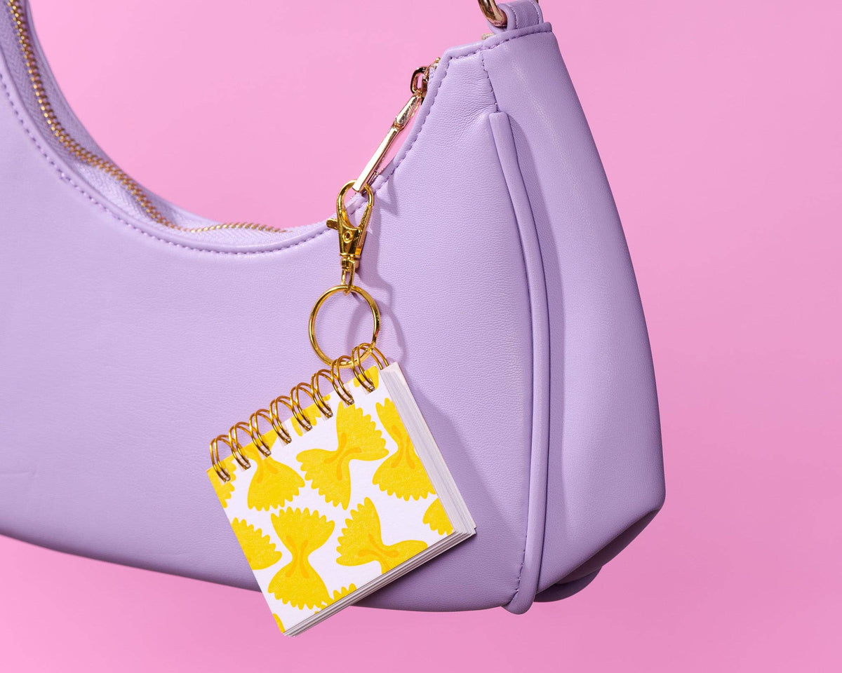 Letterpress Mini Notebook Bag Charm—Farfalle (Bowtie Pasta)