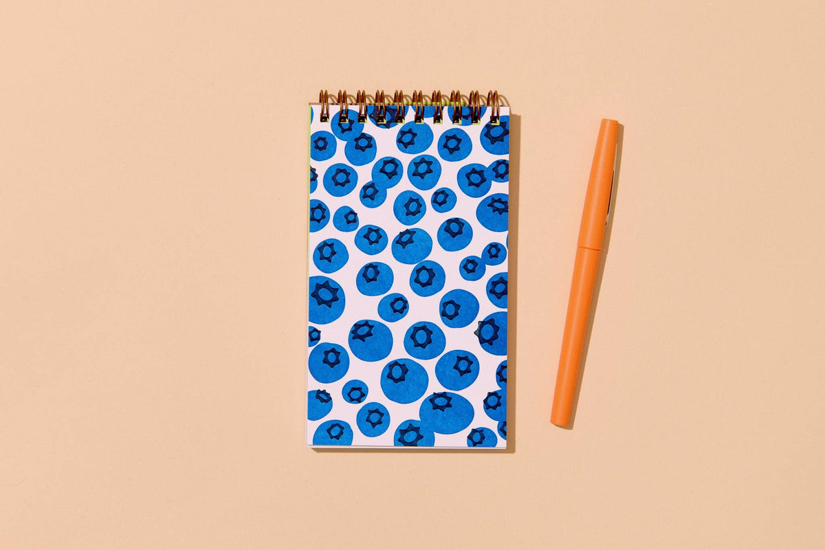 Letterpress Small Spiral Notebook—Blueberry (Vibrant Summer)
