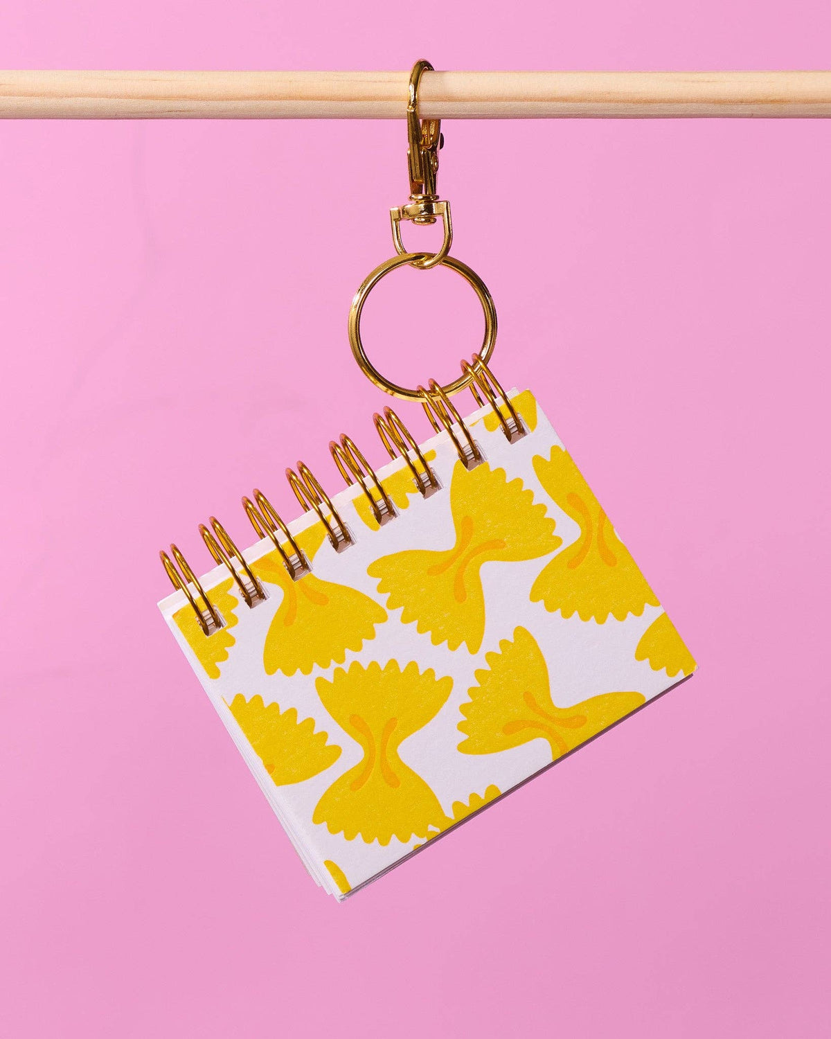 Letterpress Mini Notebook Bag Charm—Farfalle (Bowtie Pasta)