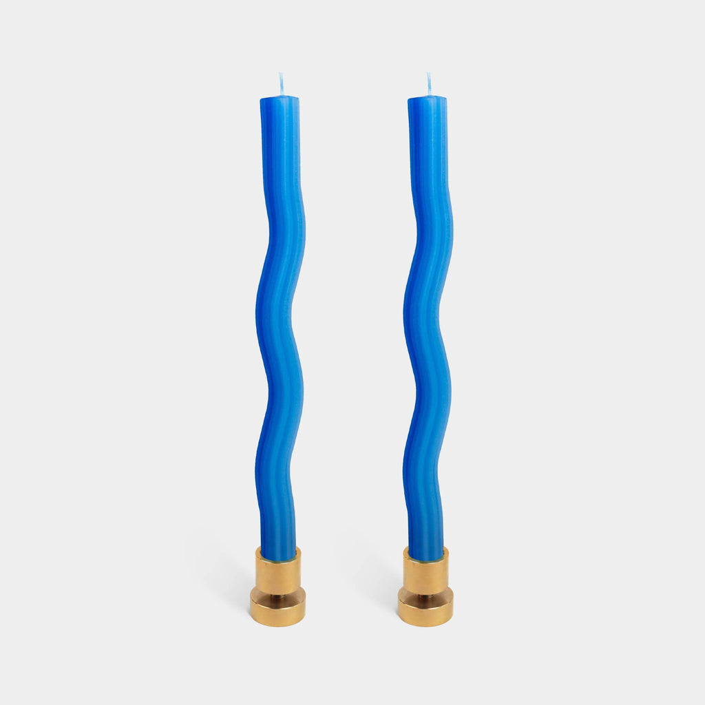 Wiggle Candles - Blue (2 Pack) - 11" Vibrant Taper Candles