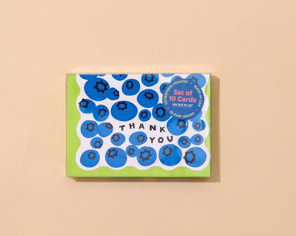 Boxed Set (10) Letterpress Thank You Notecards—Blueberry