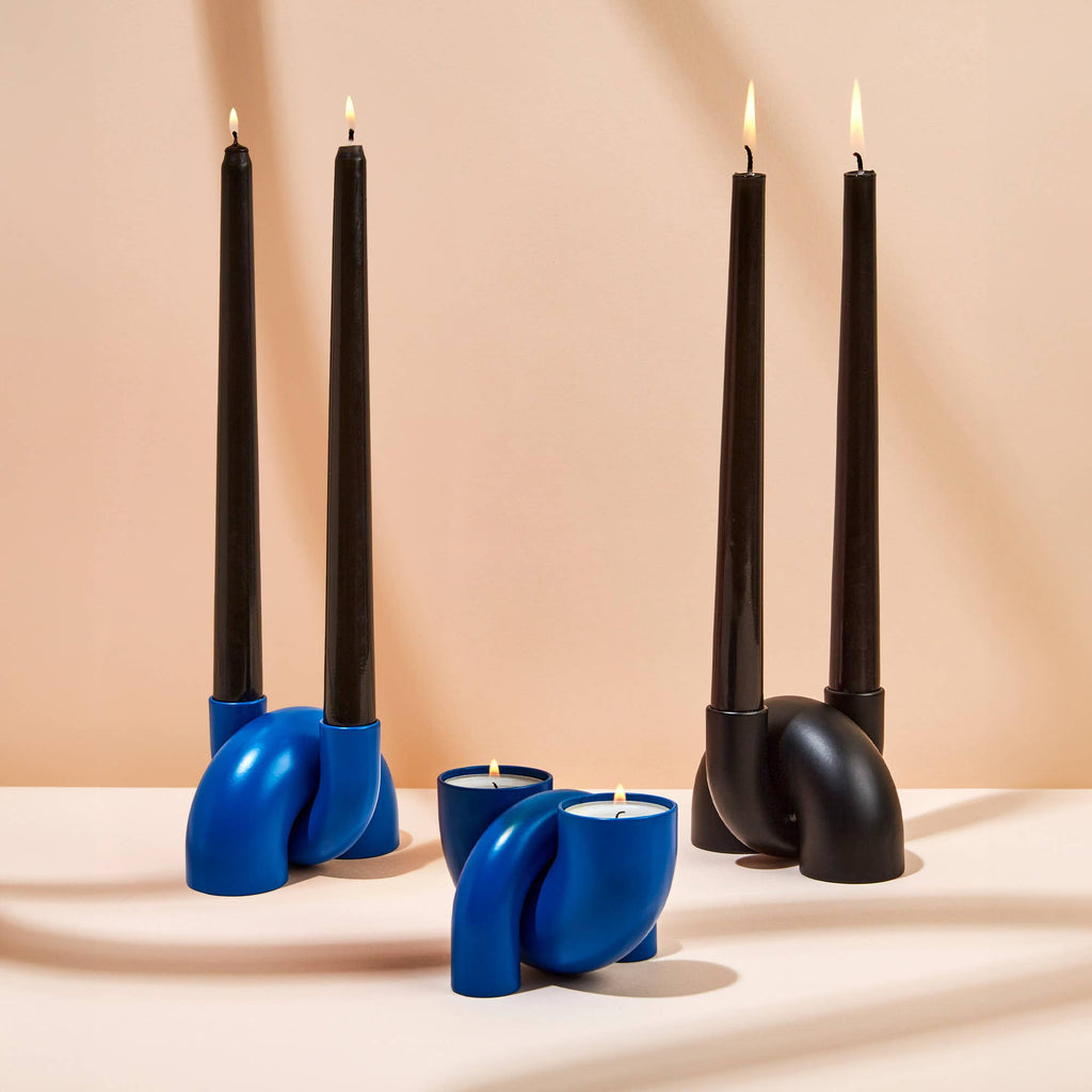 Macaroni 2-in-1 Candle holder - Tapers & Tealights - Blue
