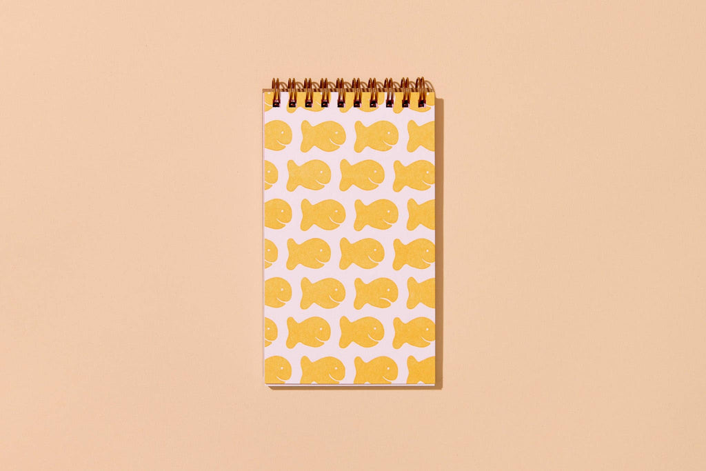Letterpress Small Spiral Notebook—Goldfish Cracker (Cute Kid