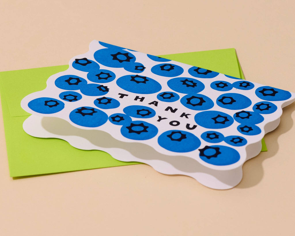Boxed Set (10) Letterpress Thank You Notecards—Blueberry