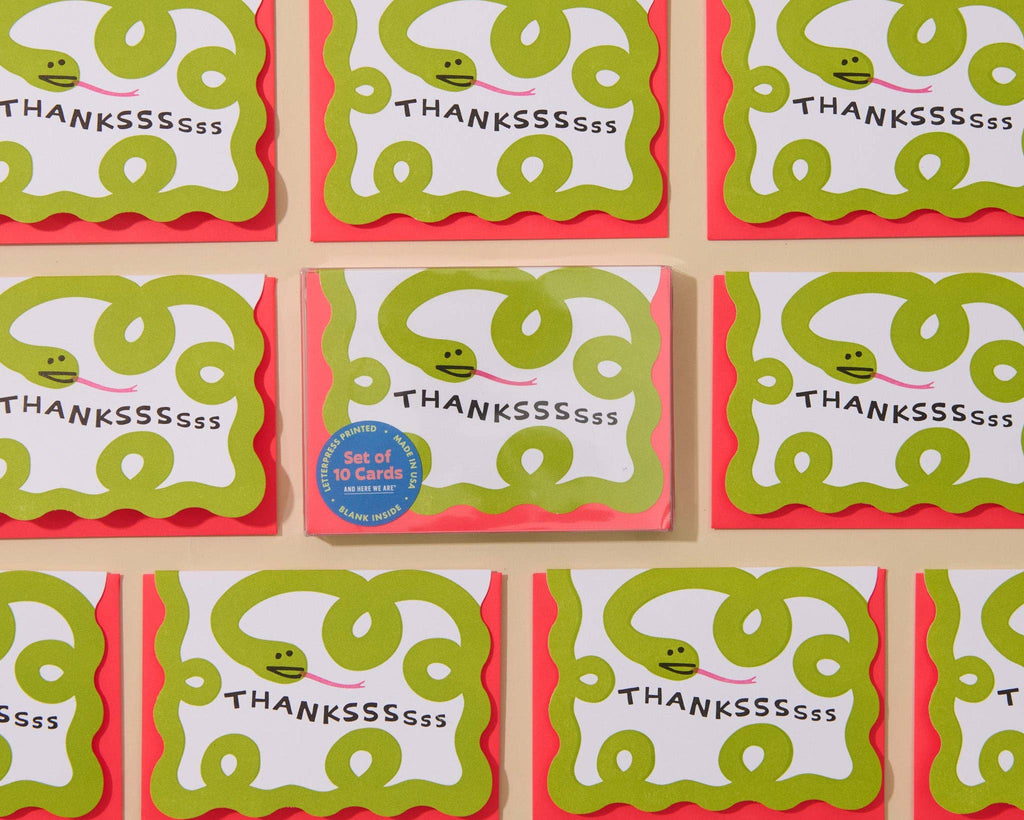 Boxed Set (10) Letterpress Thank You Notecards—Snake