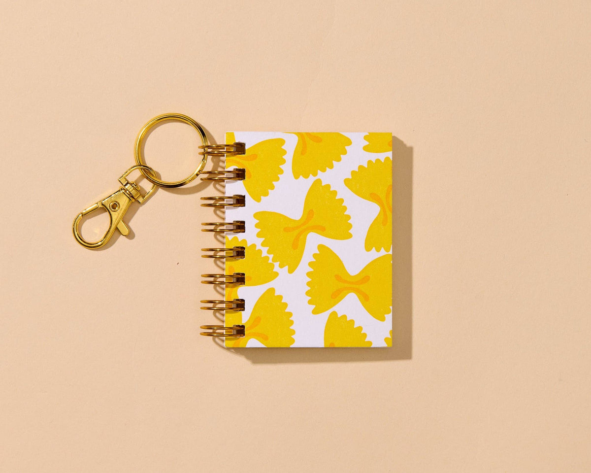 Letterpress Mini Notebook Bag Charm—Farfalle (Bowtie Pasta)