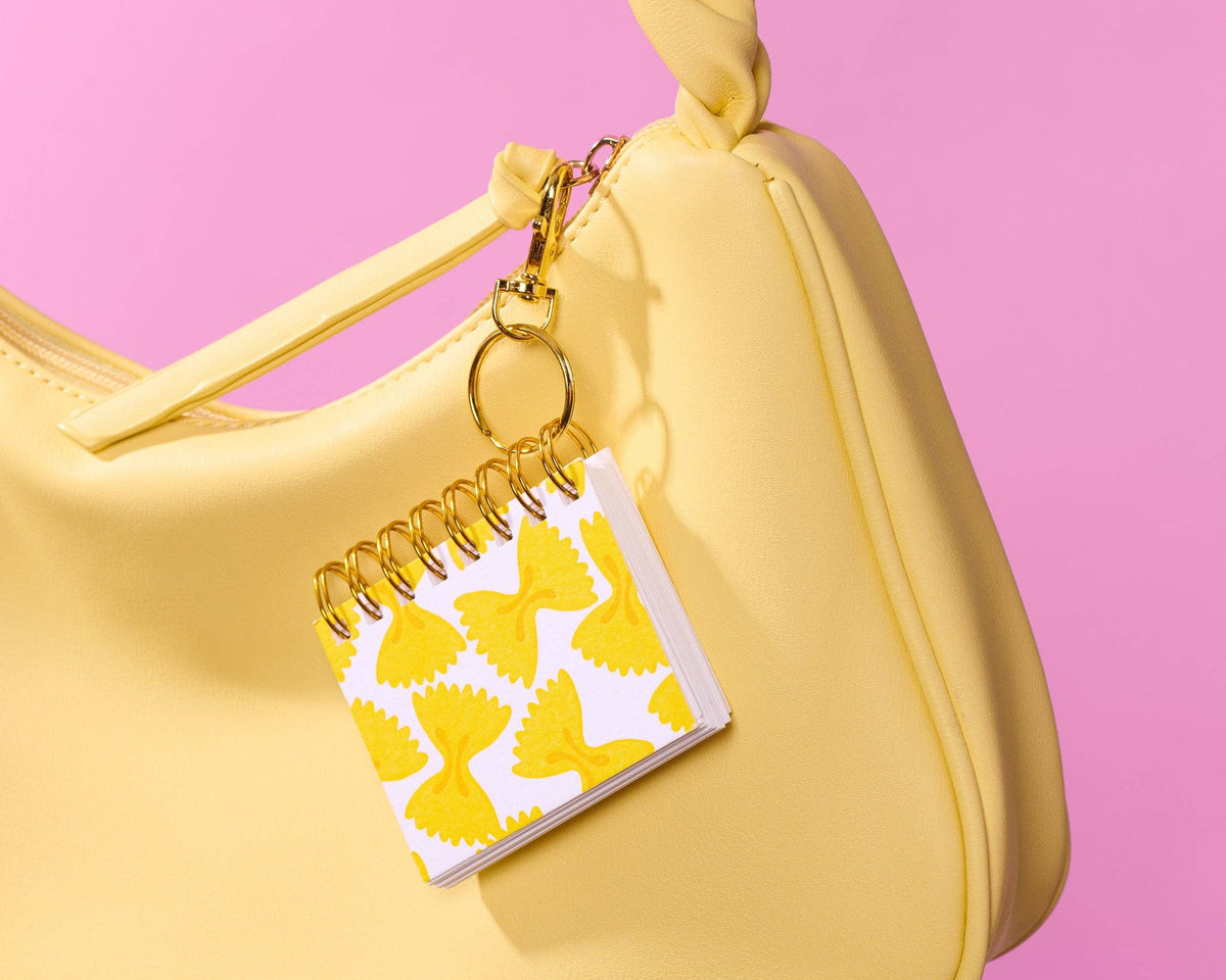 Letterpress Mini Notebook Bag Charm—Farfalle (Bowtie Pasta)