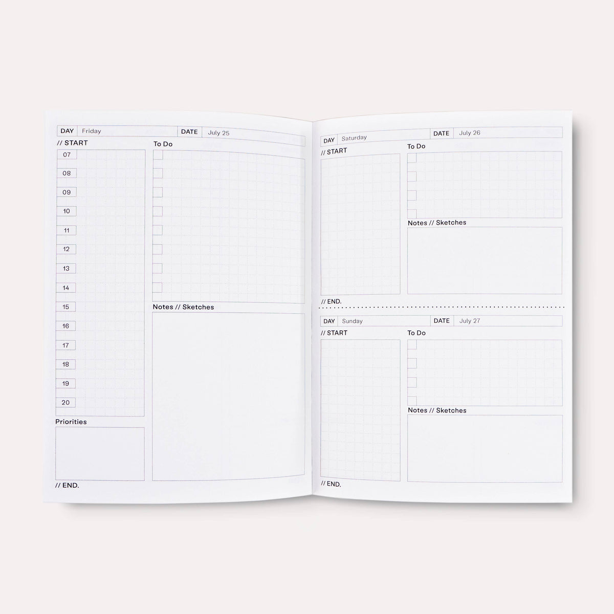 Beams Undated Daily Planner Book