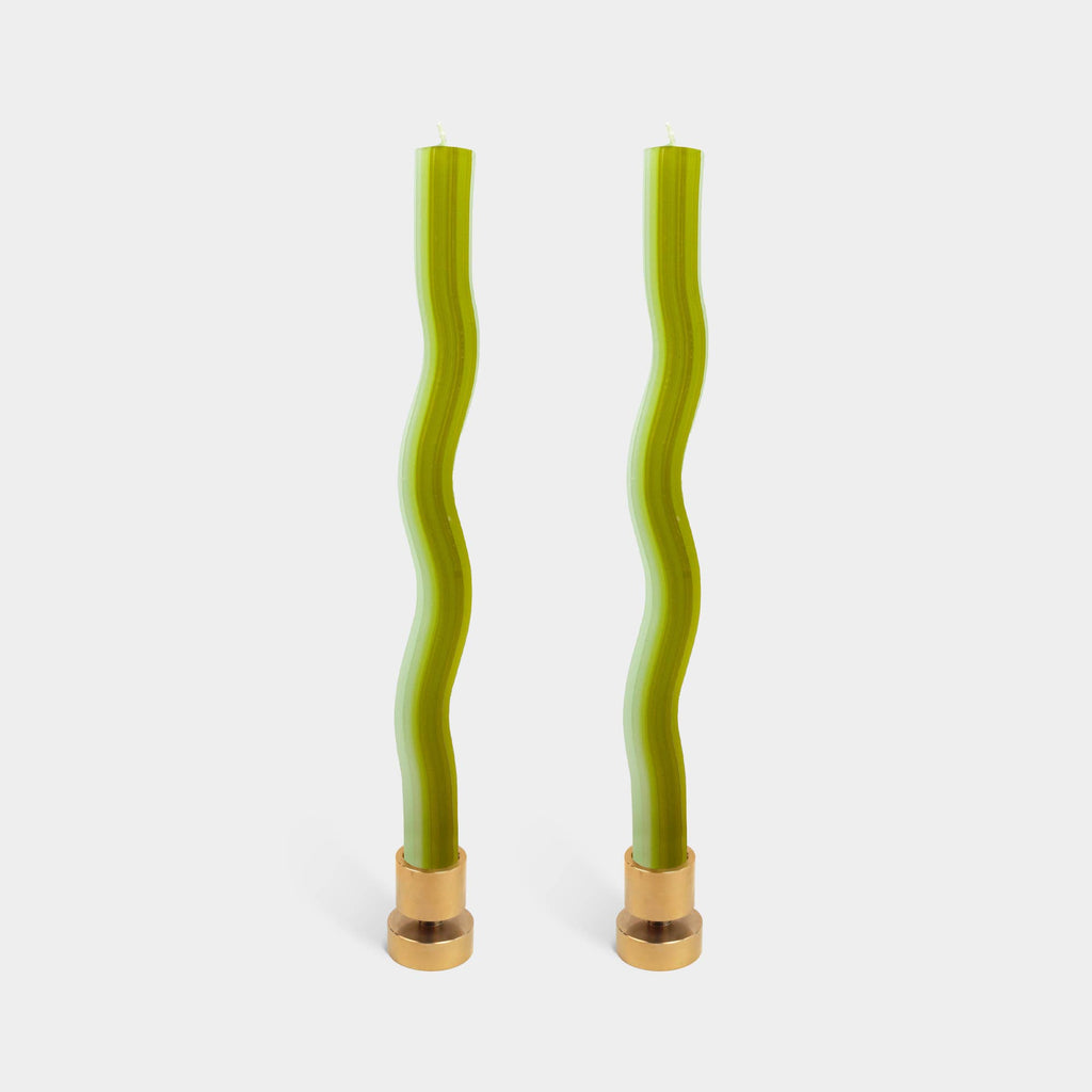 Wiggle Candles - Green (2 Pack) - 11" Vibrant Taper Candles