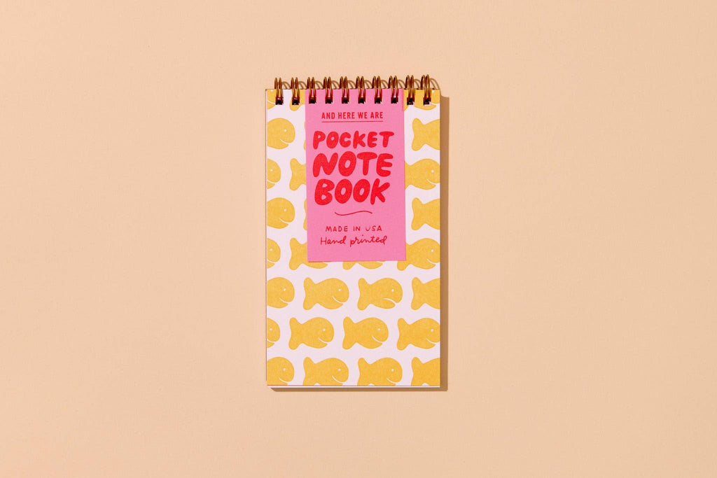 Letterpress Small Spiral Notebook—Goldfish Cracker (Cute Kid