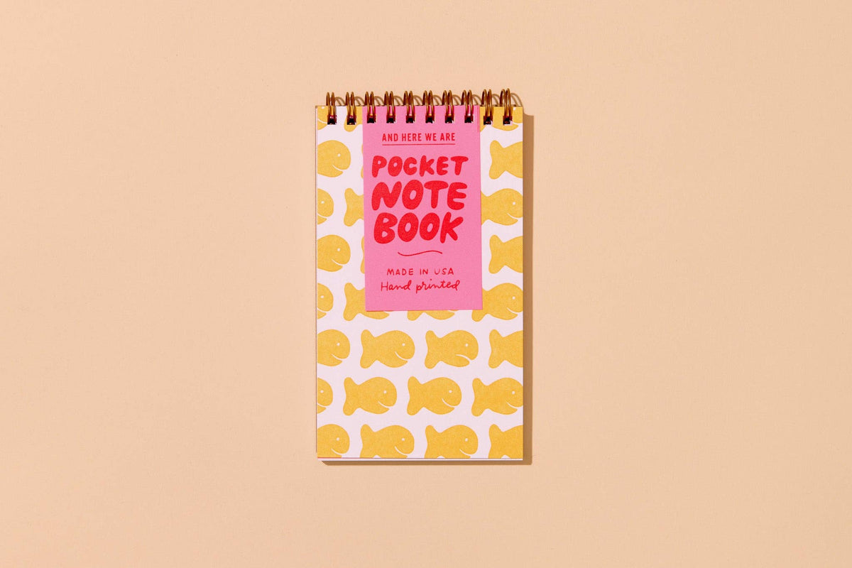 Letterpress Small Spiral Notebook—Goldfish Cracker (Cute Kid